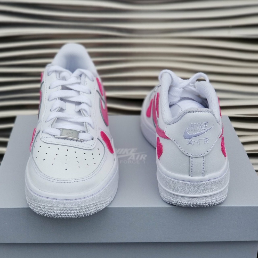 Custom Nike Air Force 1 Custom Hearts White Pink - Picture 3 of 7
